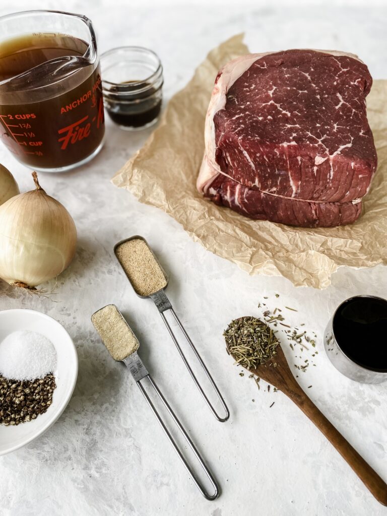 Raw ingredients for making Instant Pot roast beef.