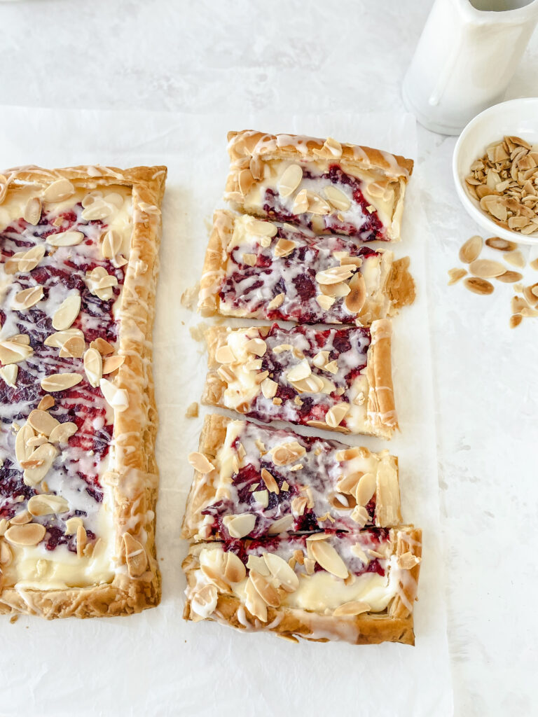 Two shareable Cranberry Almond Danish pastries.