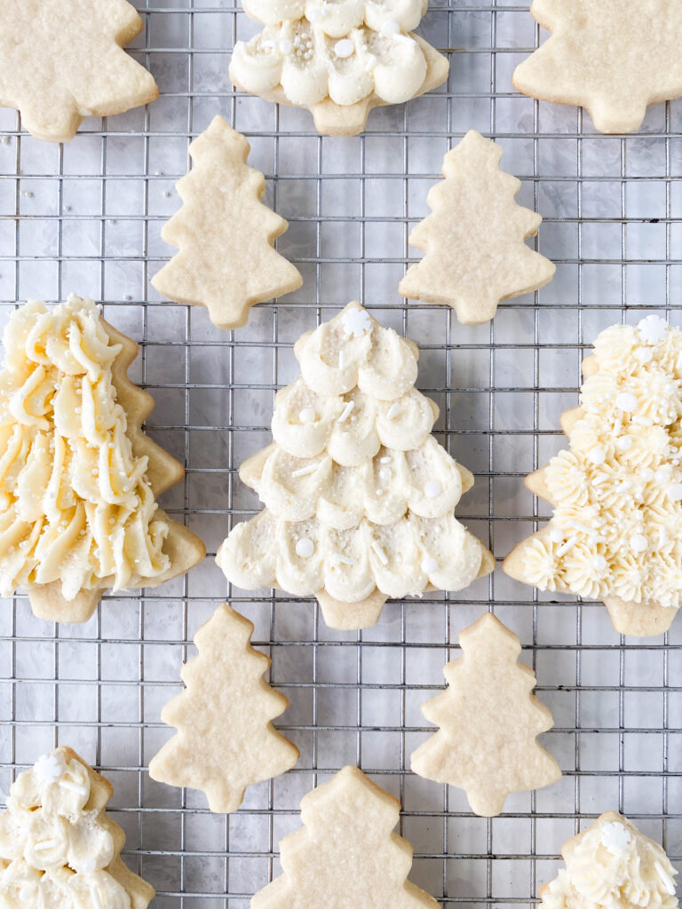 Buttercream frosted sugar cookie trees.