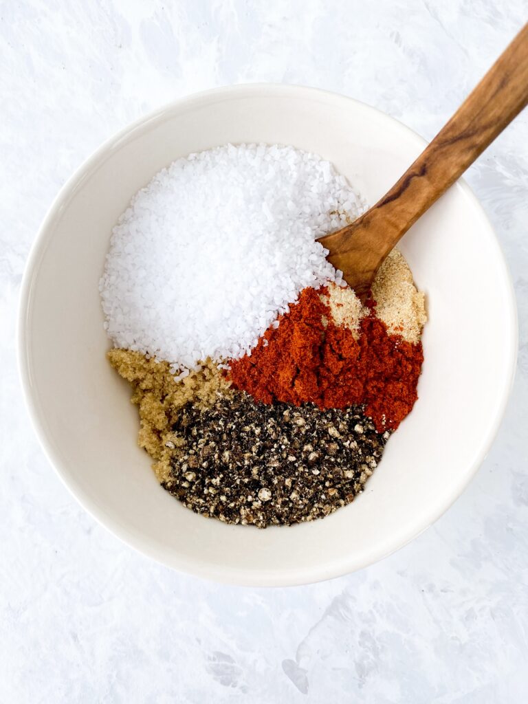 Ingredients for homemade dry rub blend in a bowl