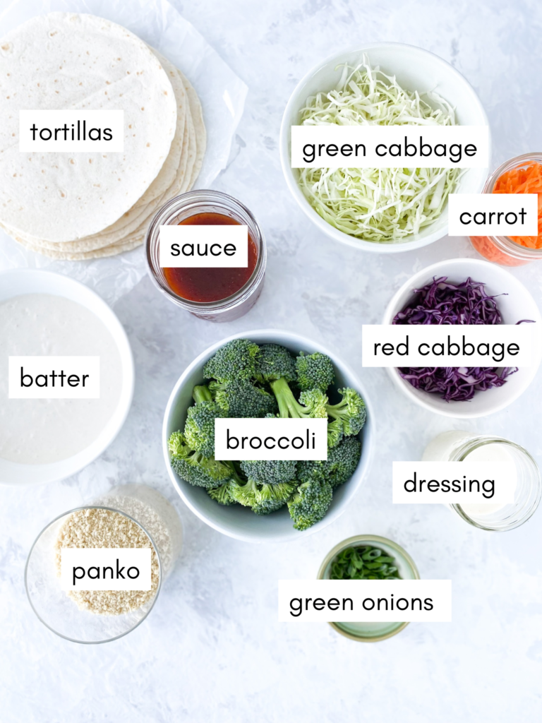 Ingredients for gochujang broccoli tacos.