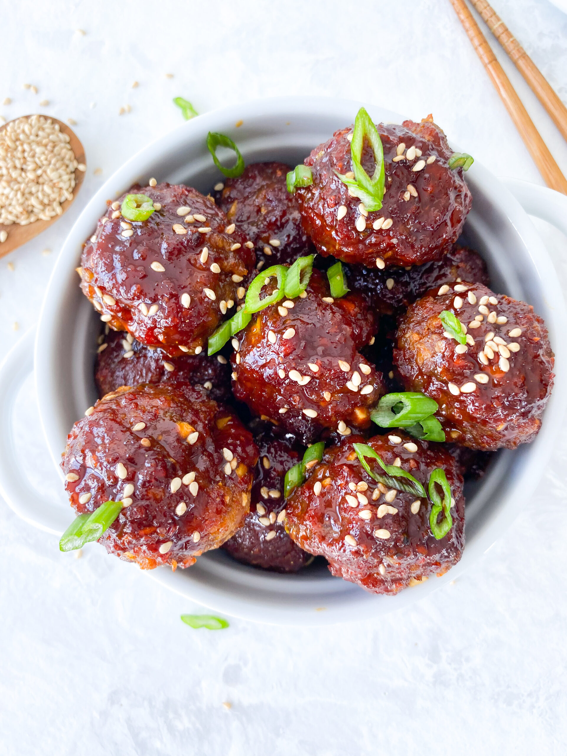 Spicy Sheet Pan Gochujang Meatballs