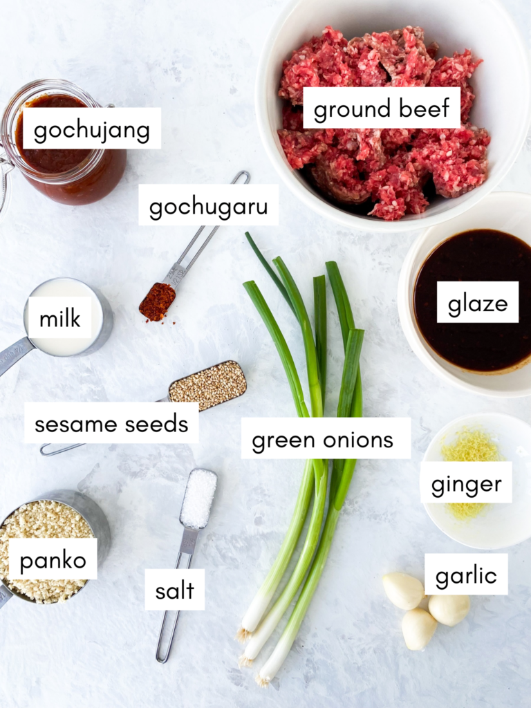 Ingredients for gochujang meatballs