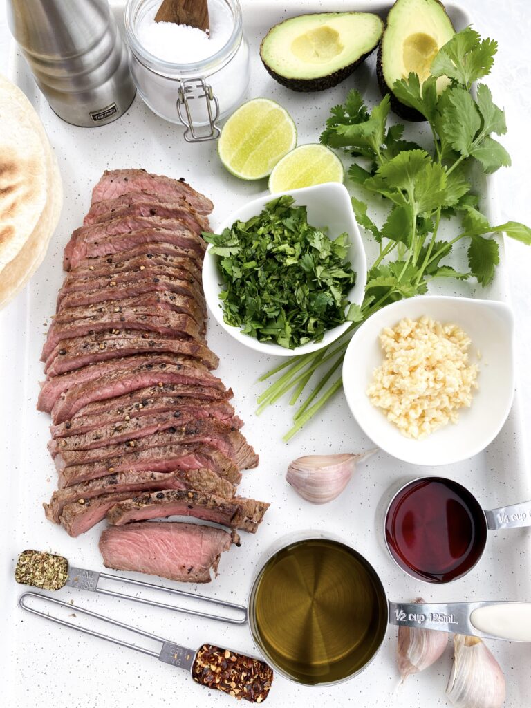 Ingredients for chimichurri steak
