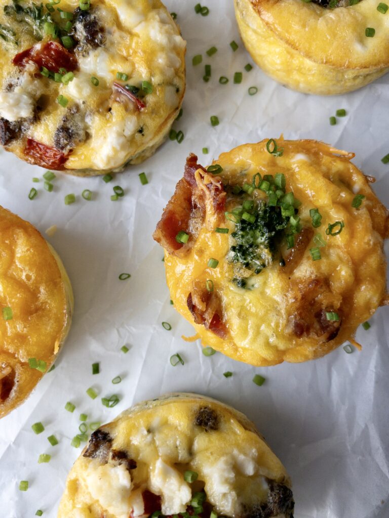 Homemade muffin tin egg bites, 3-ways.