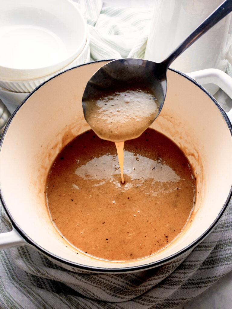 Thick and smooth gluten-free keto gravy made with xanthan gum.