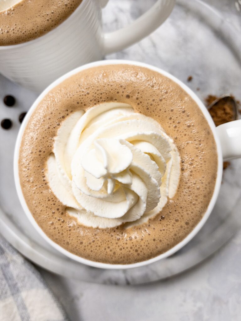 Bulletproof Hot Chocolate made with ghee + MCT oil for an energy boost.