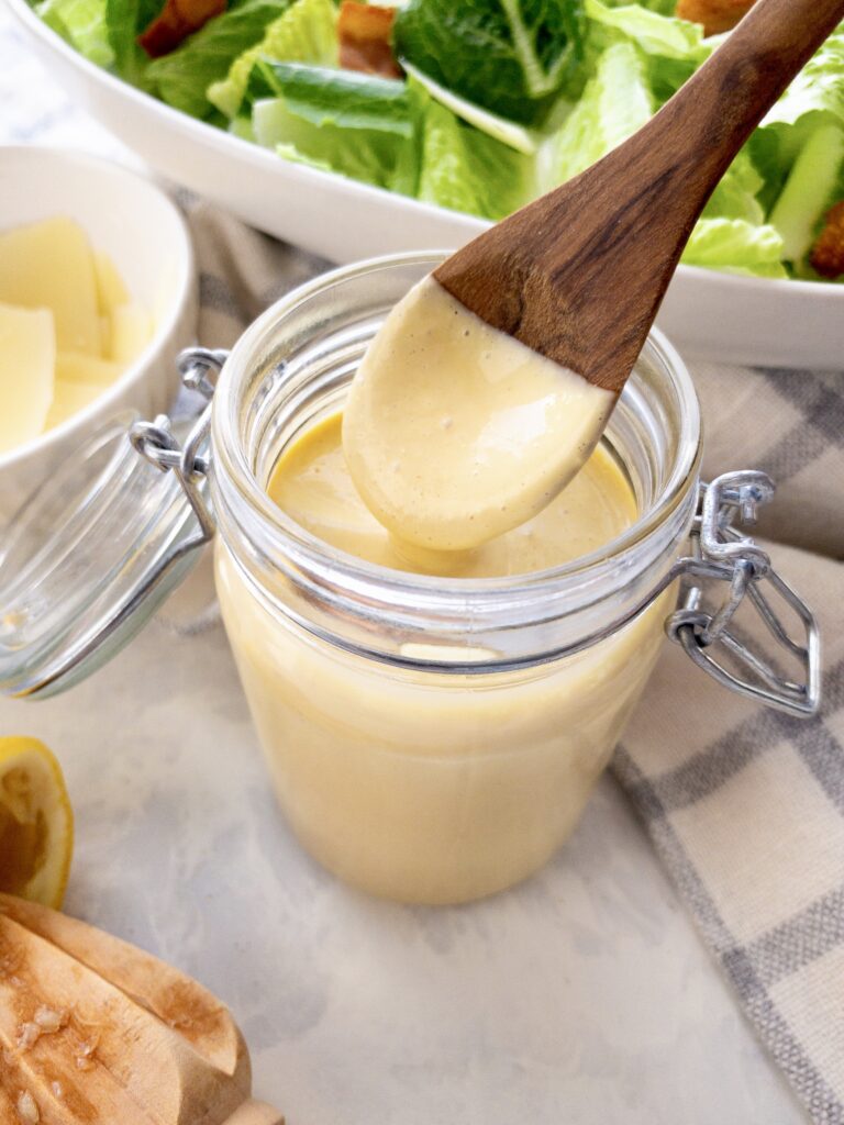 Keto Caesar Dressing perfect for everyday salads, bowls, and lettuce wraps.