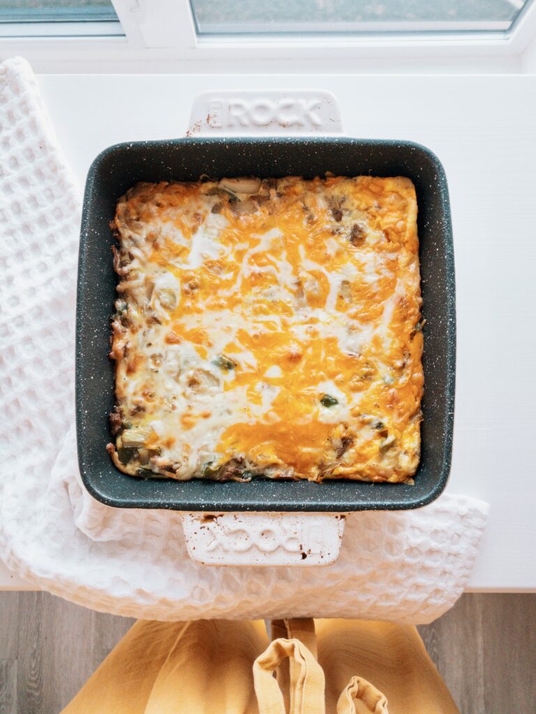 Cheesy egg casserole packed with your family’s favourite fillings. It’s great for breakfast, brunch, and even dinner.